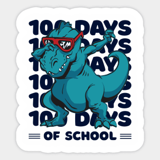 100 Days of school typography featuring a T-rex dino Dabbing #3 Sticker